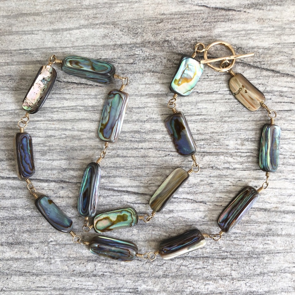 Abalone Paua Shell Necklace Gold Filled 17 1/2”